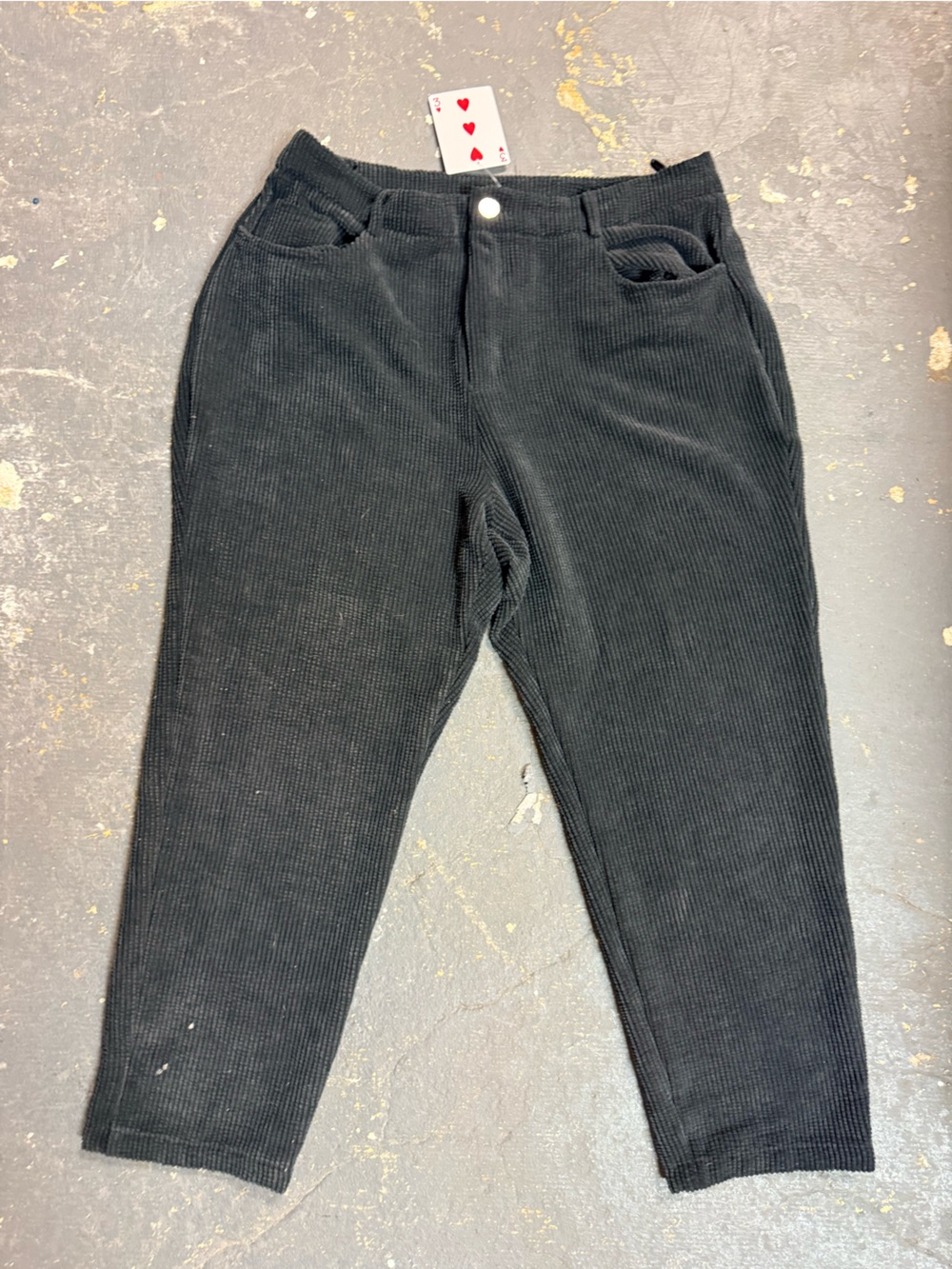 Black High-Waist Corduroy Trousers